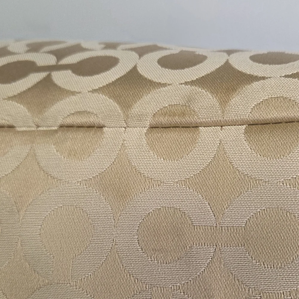 Coach Madison Phoebe Op Art Gold Sateen Purple Interior Shoulder Bag 26448